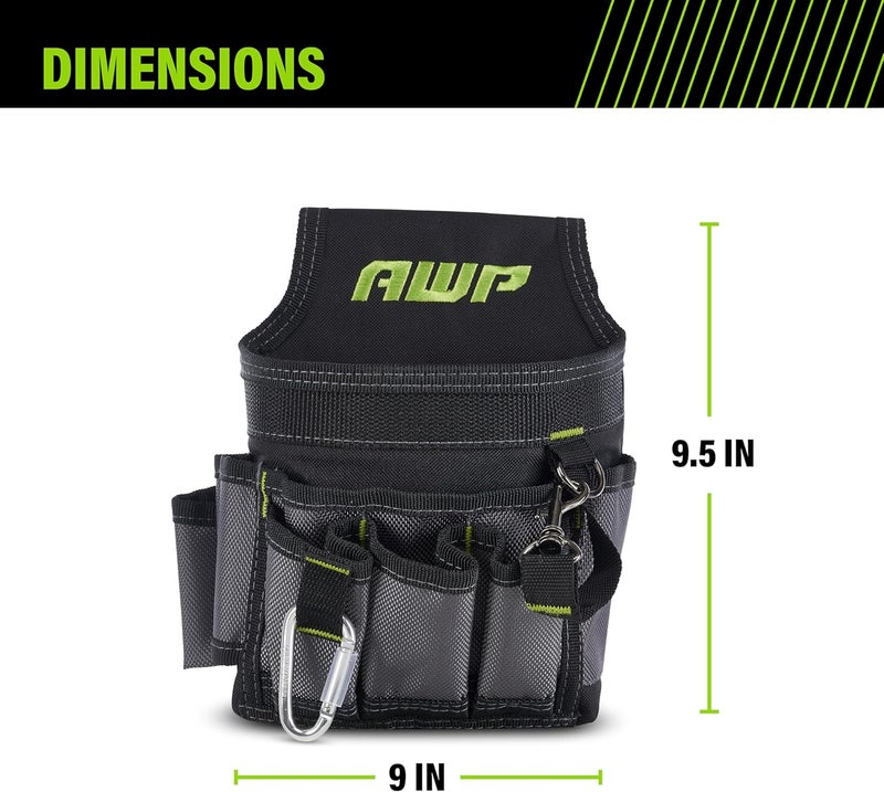 AWP Ballistic Nylon Mini Tool Pouch Multi-Pocket Organizer for Electricians, Professional Tool Box for Efficient Organization, Black/Gray | 1L-23021-2 - Image 3